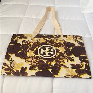 Tory Burch‎ Brown and Yellow Floral Tote Bag heavy duty paper